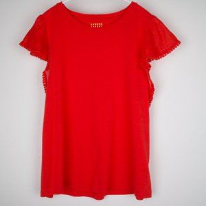 Kate Spade Broome Street Flutter Sleeve Tee | Red | Size Medium